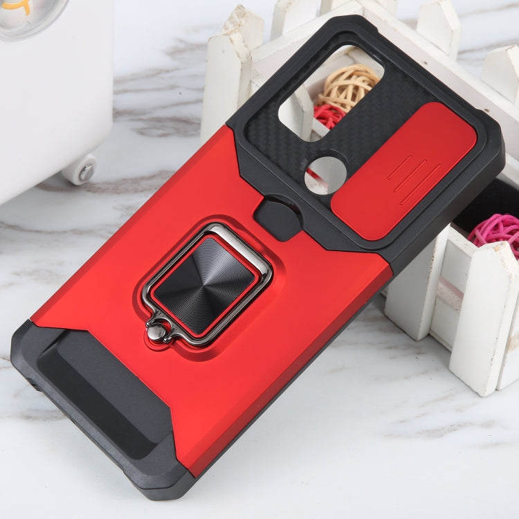 For Motorola Moto G Play 2023 Camera Shield Card Slot Phone Case with Ring Holder