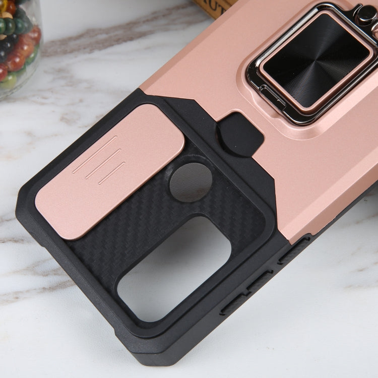 For Motorola Moto G Play 2023 Camera Shield Card Slot Phone Case with Ring Holder