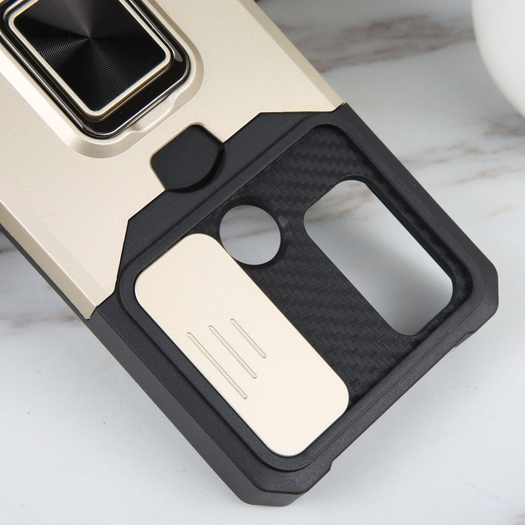 For Motorola Moto G Play 2023 Camera Shield Card Slot Phone Case with Ring Holder
