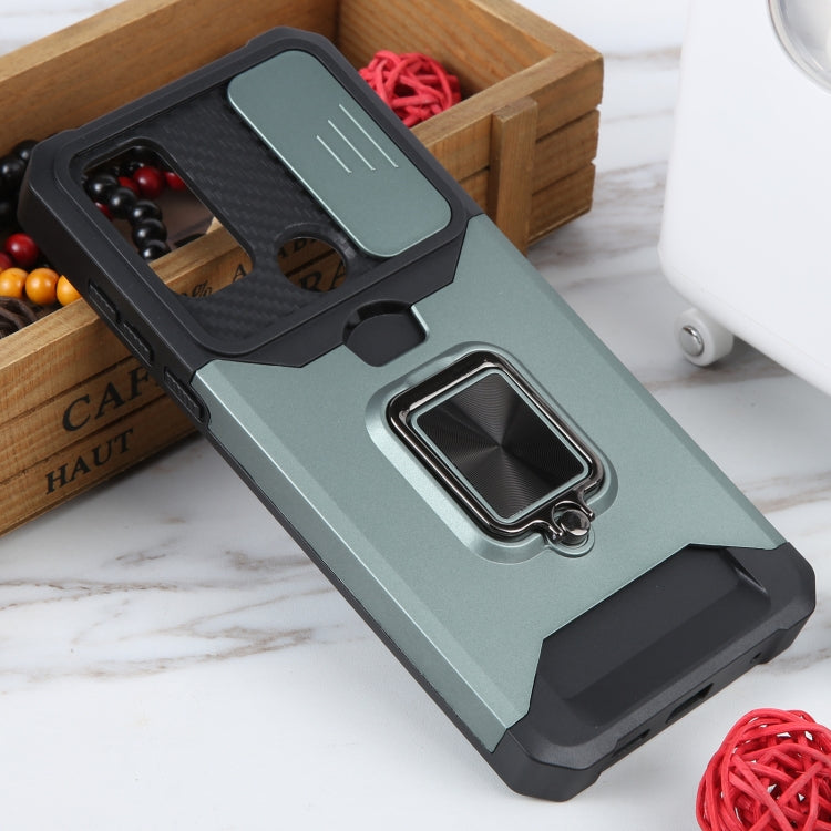 For Motorola Moto G Play 2023 Camera Shield Card Slot Phone Case with Ring Holder