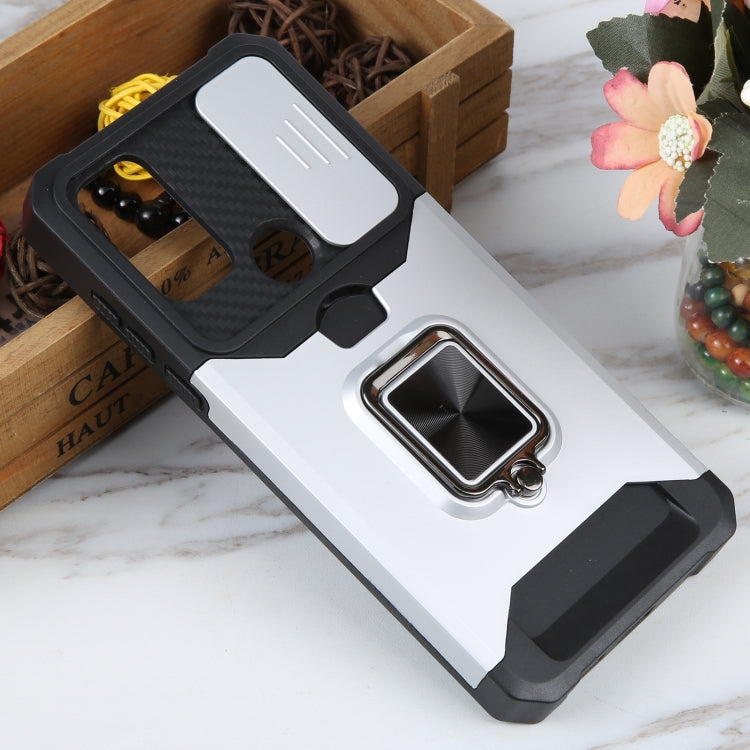 For Motorola Moto G Play 2023 Camera Shield Card Slot Phone Case with Ring Holder