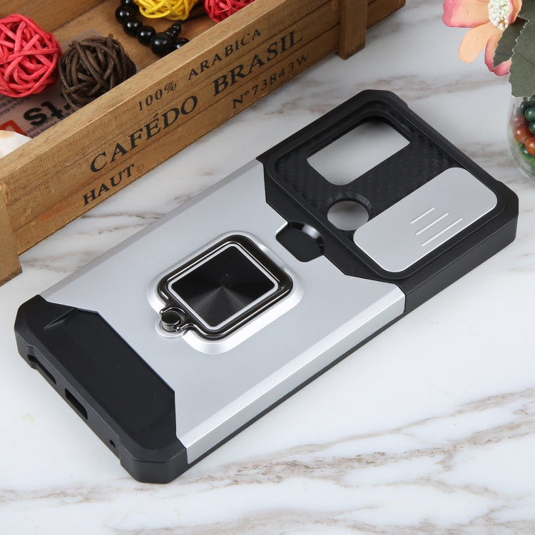 For Motorola Moto G Play 2023 Camera Shield Card Slot Phone Case with Ring Holder