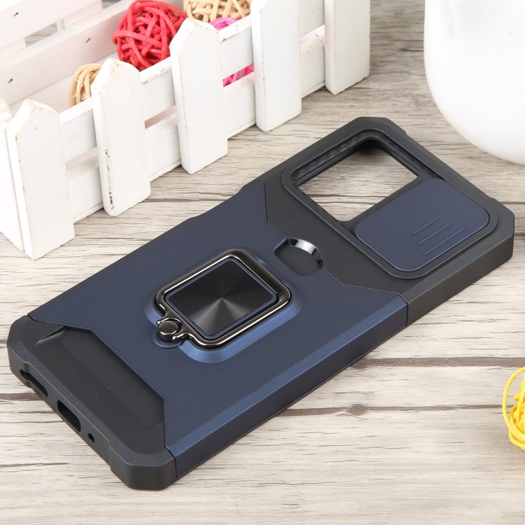 For Xiaomi Redmi Note 12 5G / Poco X5 Camera Shield Card Slot Phone Case with Ring Holder