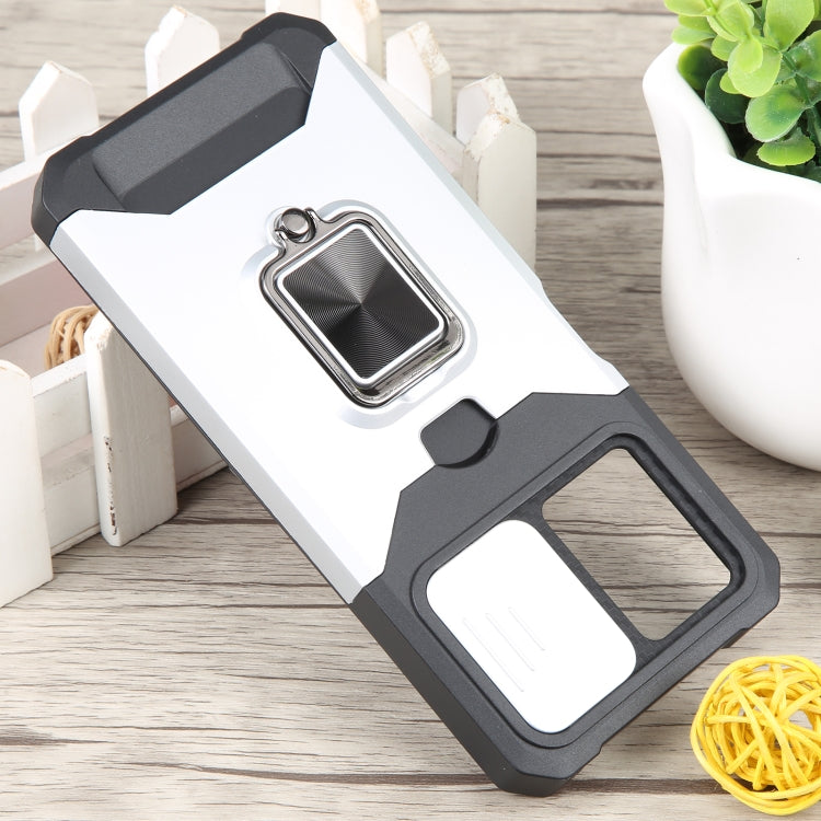 For Xiaomi Redmi Note 12 5G / Poco X5 Camera Shield Card Slot Phone Case with Ring Holder