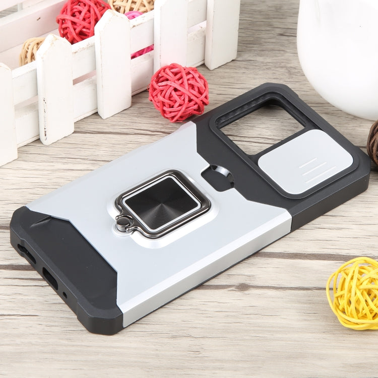 For Xiaomi Redmi Note 12 5G / Poco X5 Camera Shield Card Slot Phone Case with Ring Holder