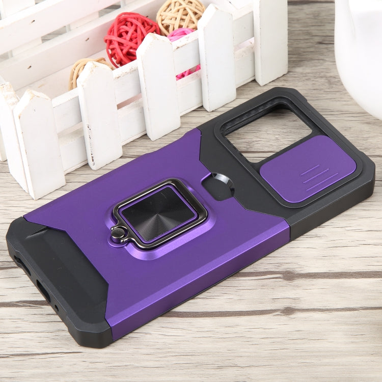 For Xiaomi Redmi Note 12 5G / Poco X5 Camera Shield Card Slot Phone Case with Ring Holder