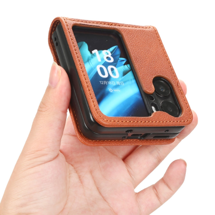 For OPPO Find N2 Flip Lambskin Leather Phone Case