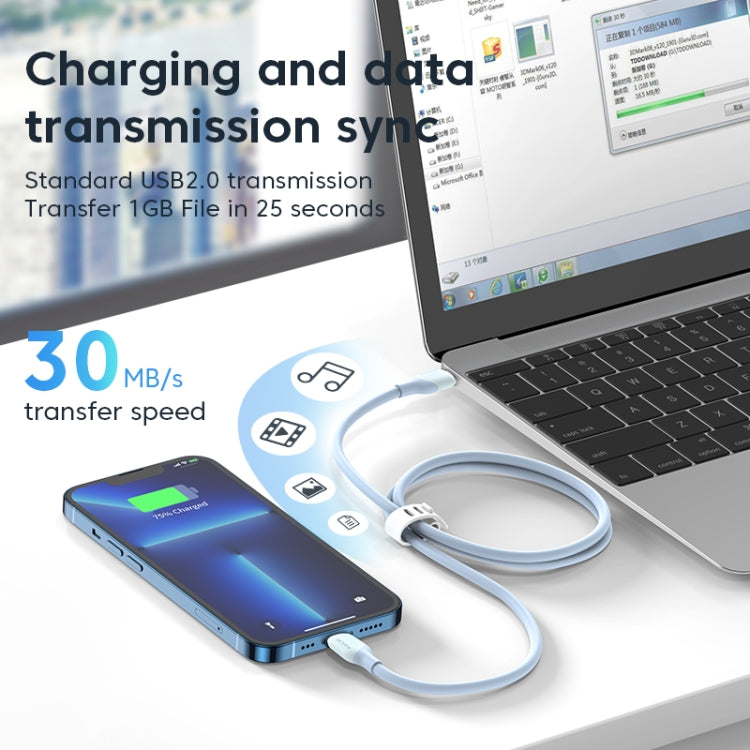 KUULAA KL-X57 30W USB-C/Type-C to 8 Pin Liquid Silicone MFI Data Cable, Length:2m