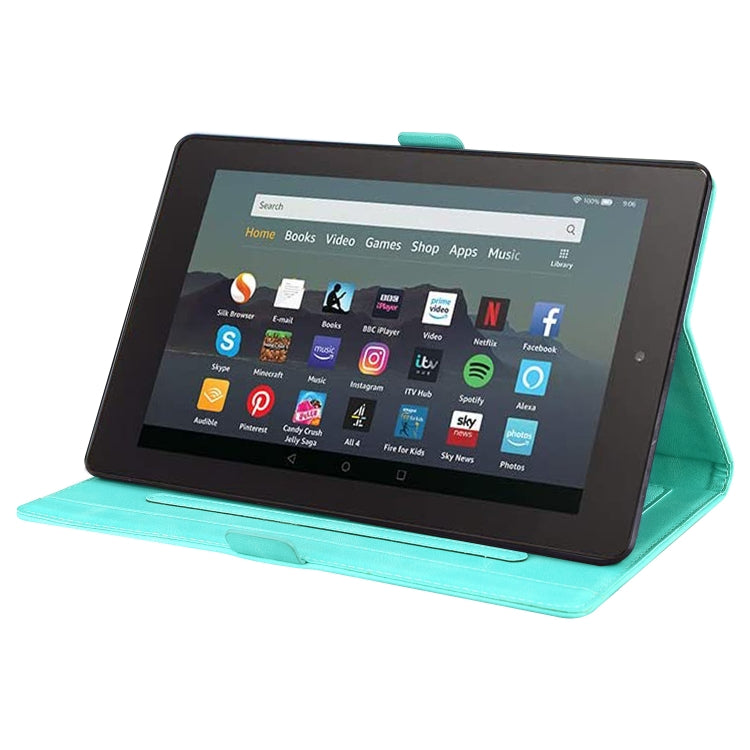 For Amazon Kindle Fire 7 2022 Love Butterfly Pattern Leather Tablet Case with Holder & Sleep