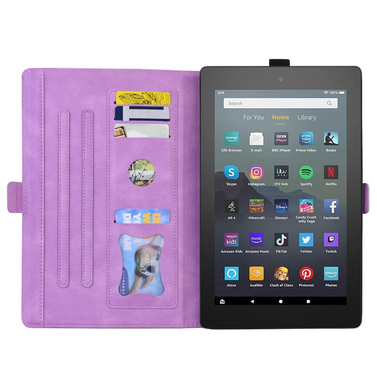 For Amazon Kindle Fire 7 2022 Love Butterfly Pattern Leather Tablet Case with Holder & Sleep