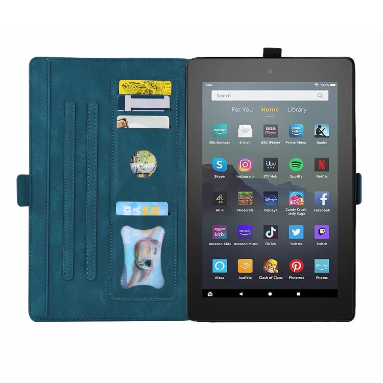 For Amazon Kindle Fire 7 2022 Love Butterfly Pattern Leather Tablet Case with Holder & Sleep