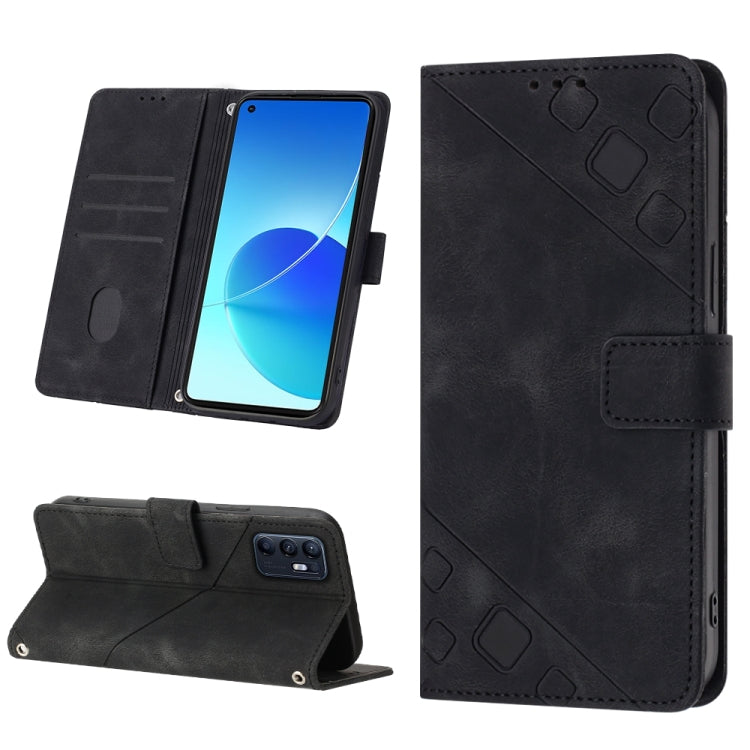 For OPPO Reno6 5G Skin-feel Embossed Leather Phone Case