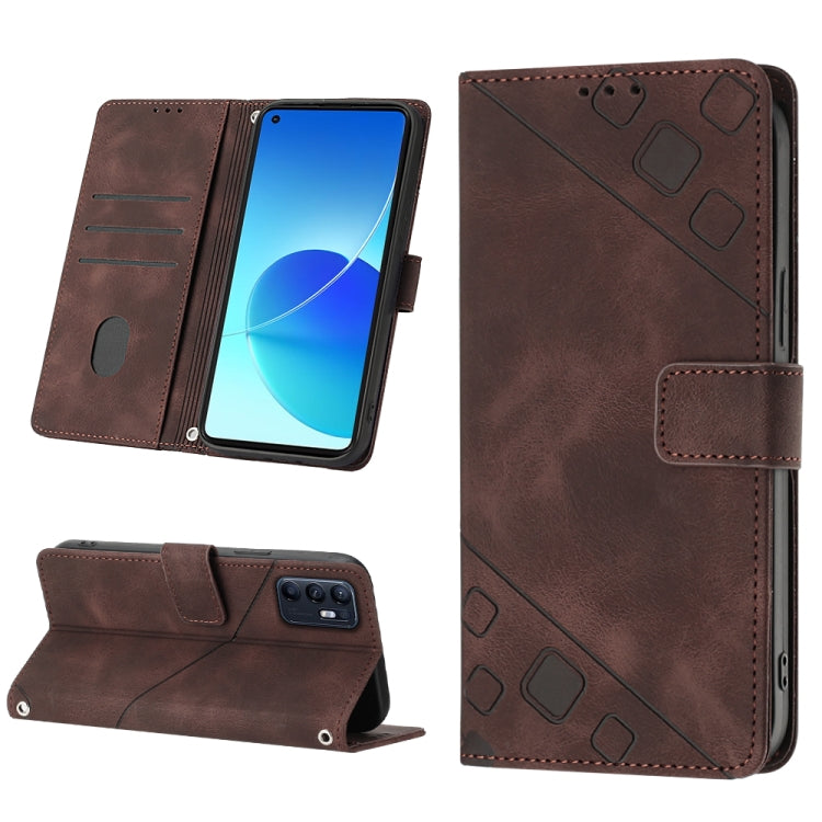 For OPPO Reno6 5G Skin-feel Embossed Leather Phone Case