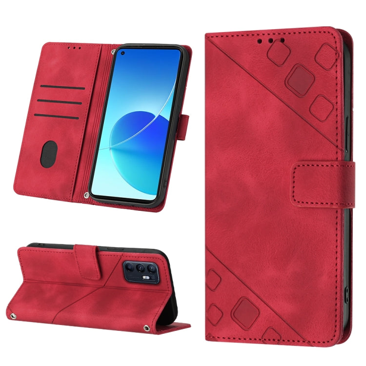 For OPPO Reno6 5G Skin-feel Embossed Leather Phone Case