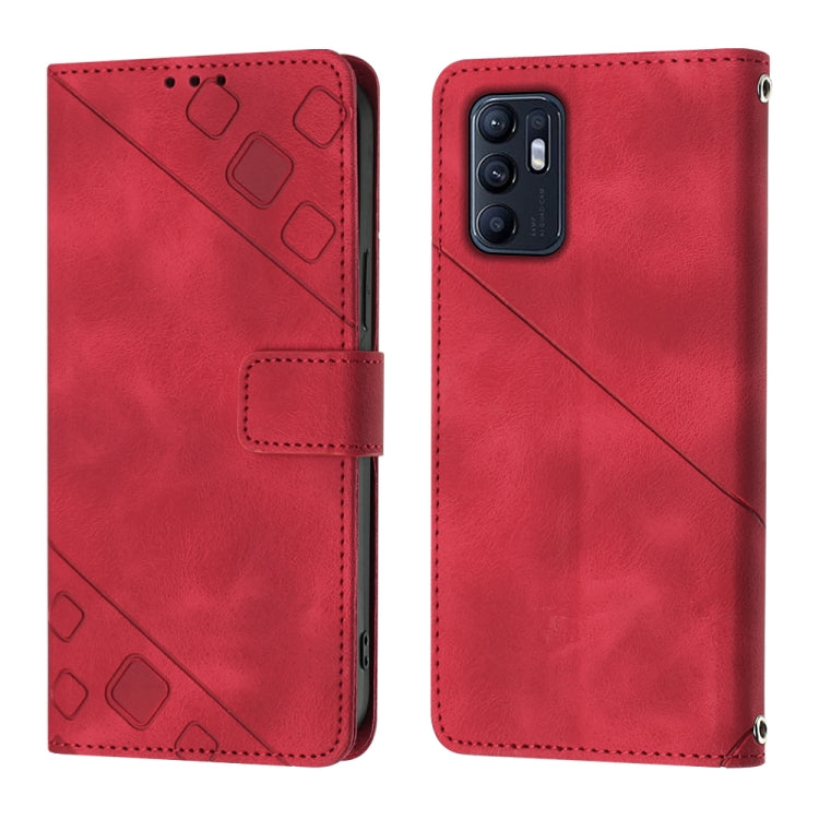 For OPPO Reno6 5G Skin-feel Embossed Leather Phone Case
