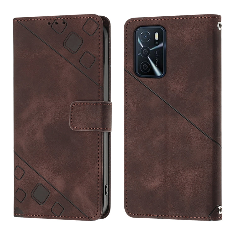 For OPPO A16 / A54S Skin-feel Embossed Leather Phone Case