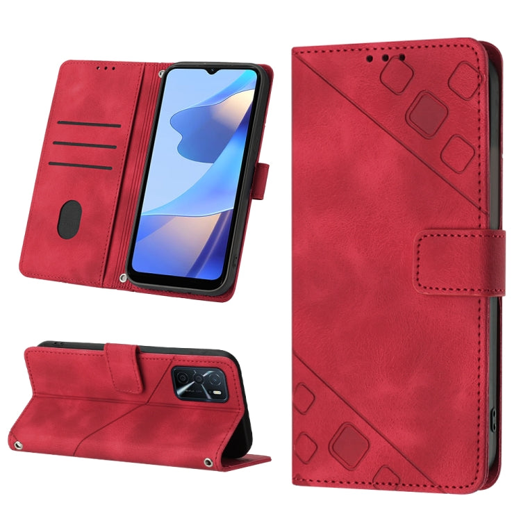 For OPPO A16 / A54S Skin-feel Embossed Leather Phone Case