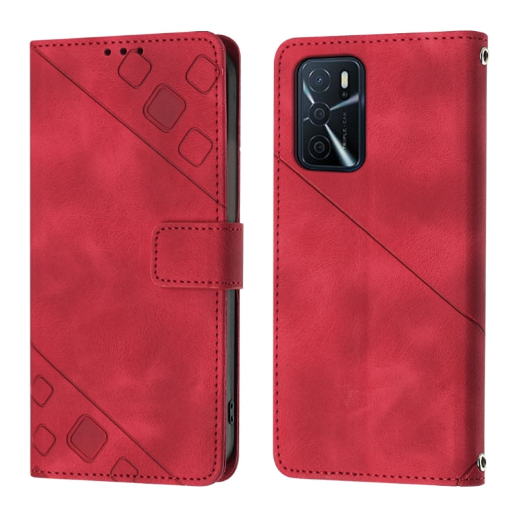 For OPPO A16 / A54S Skin-feel Embossed Leather Phone Case
