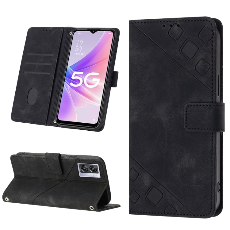 For OPPO A57 5G 2022 / Realme V23 / Narzo 50 5G / A77 5G / K10 5G Global / A57 4G / V23i Skin-feel Embossed Leather Phone Case
