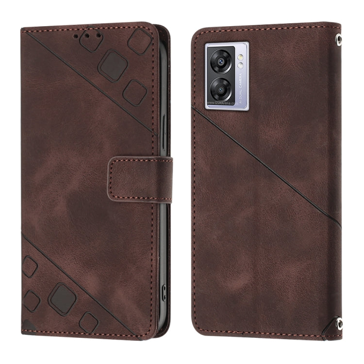 For OPPO A57 5G 2022 / Realme V23 / Narzo 50 5G / A77 5G / K10 5G Global / A57 4G / V23i Skin-feel Embossed Leather Phone Case