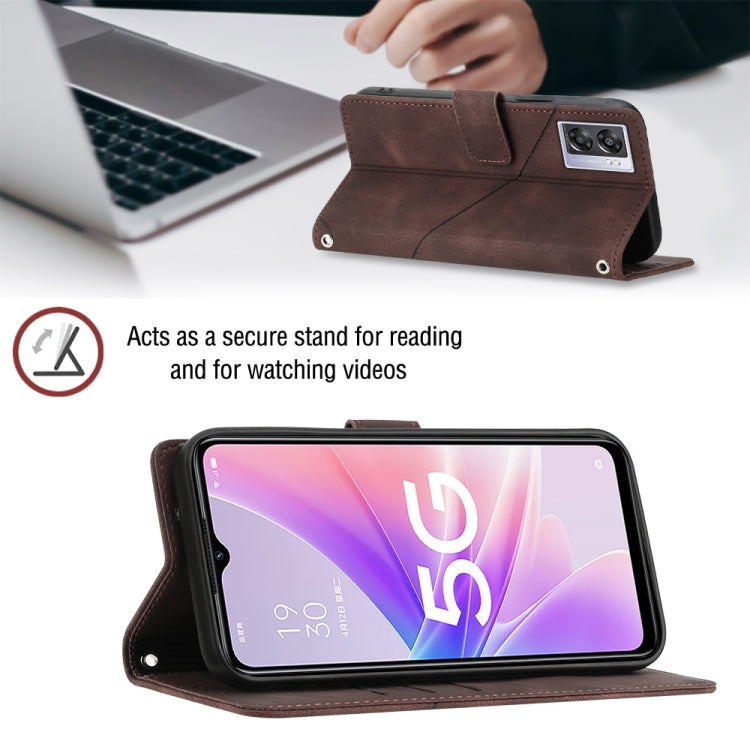 For OPPO A57 5G 2022 / Realme V23 / Narzo 50 5G / A77 5G / K10 5G Global / A57 4G / V23i Skin-feel Embossed Leather Phone Case