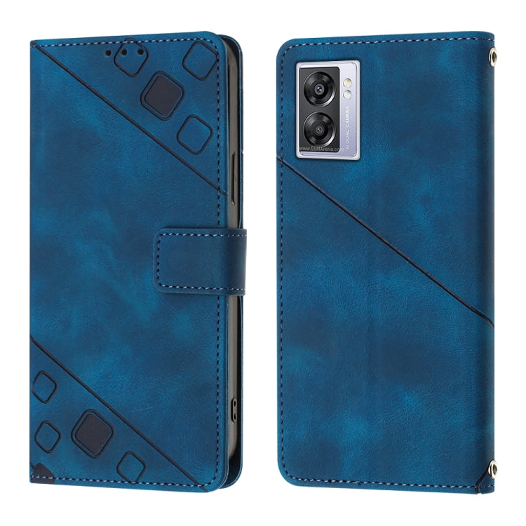 For OPPO A57 5G 2022 / Realme V23 / Narzo 50 5G / A77 5G / K10 5G Global / A57 4G / V23i Skin-feel Embossed Leather Phone Case