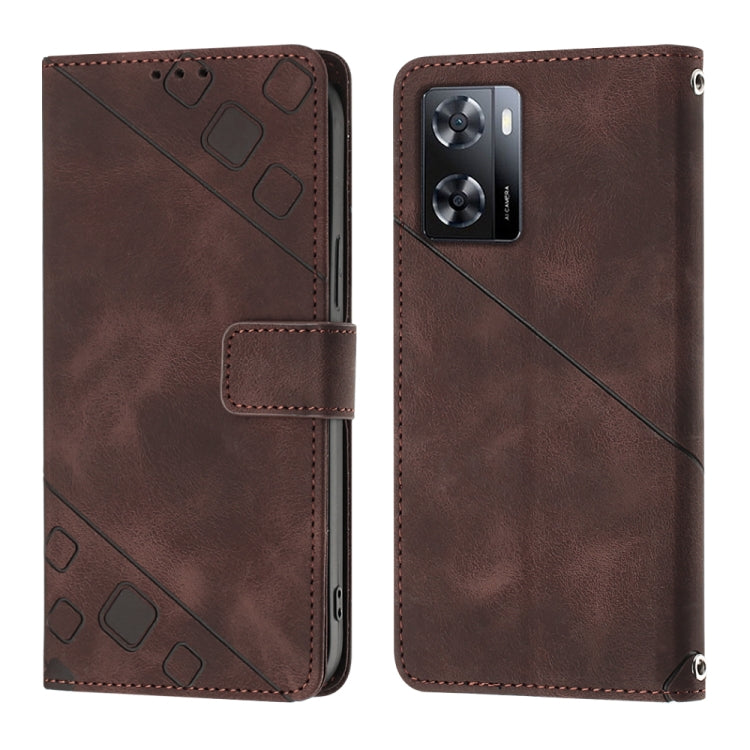 For OPPO A57E 5G Skin-feel Embossed Leather Phone Case
