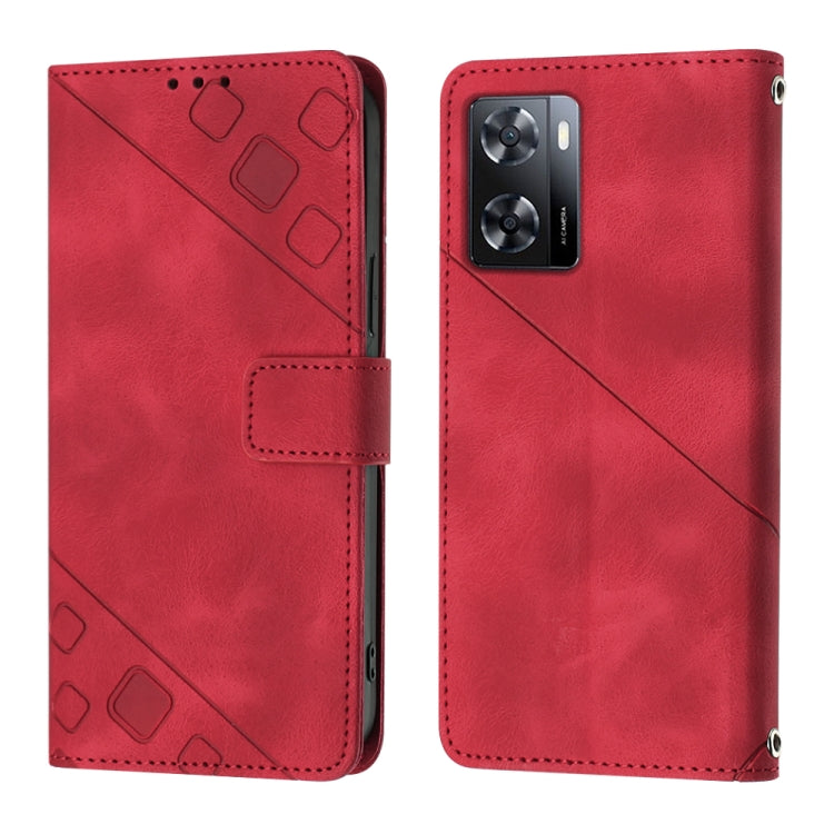 For OPPO A57E 5G Skin-feel Embossed Leather Phone Case