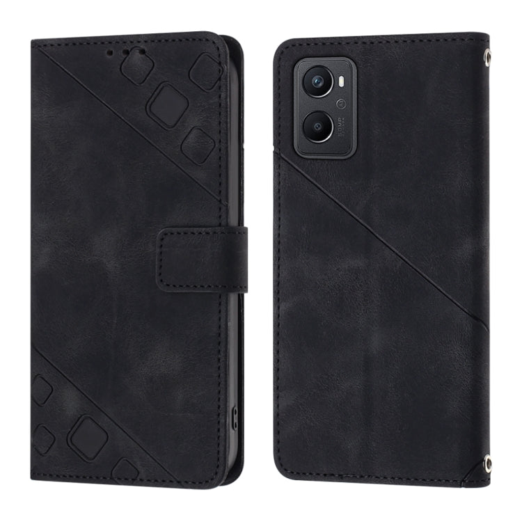 For OPPO A96 4G / A36 / A76 / Realme 9i Skin-feel Embossed Leather Phone Case