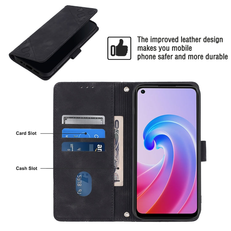 For OPPO A96 4G / A36 / A76 / Realme 9i Skin-feel Embossed Leather Phone Case