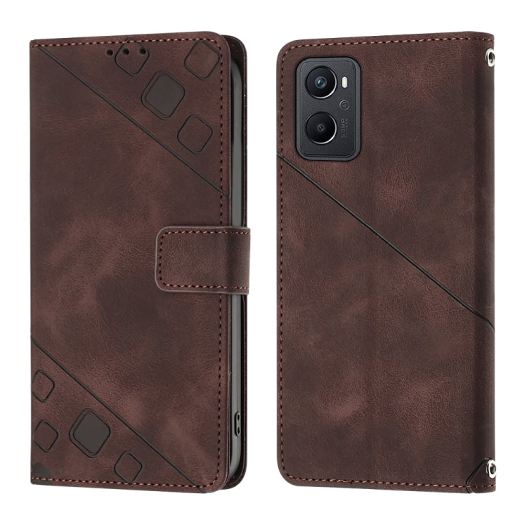 For OPPO A96 4G / A36 / A76 / Realme 9i Skin-feel Embossed Leather Phone Case