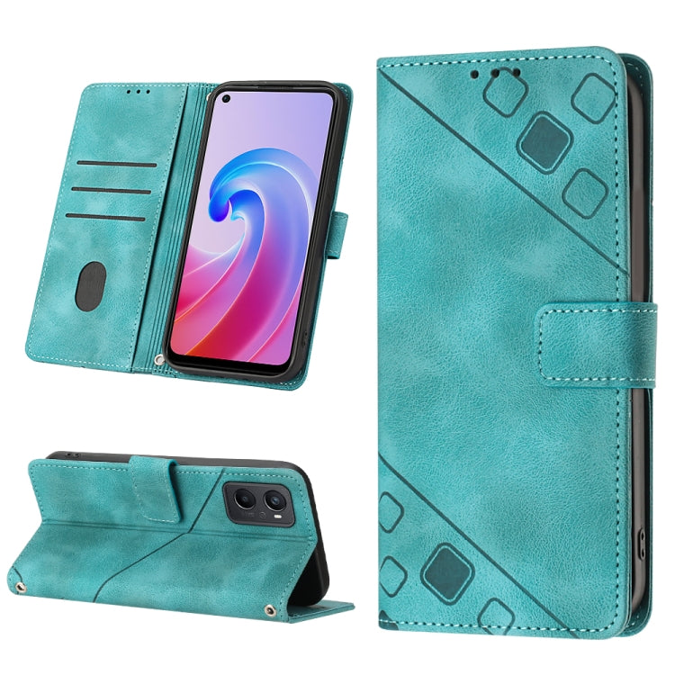 For OPPO A96 4G / A36 / A76 / Realme 9i Skin-feel Embossed Leather Phone Case