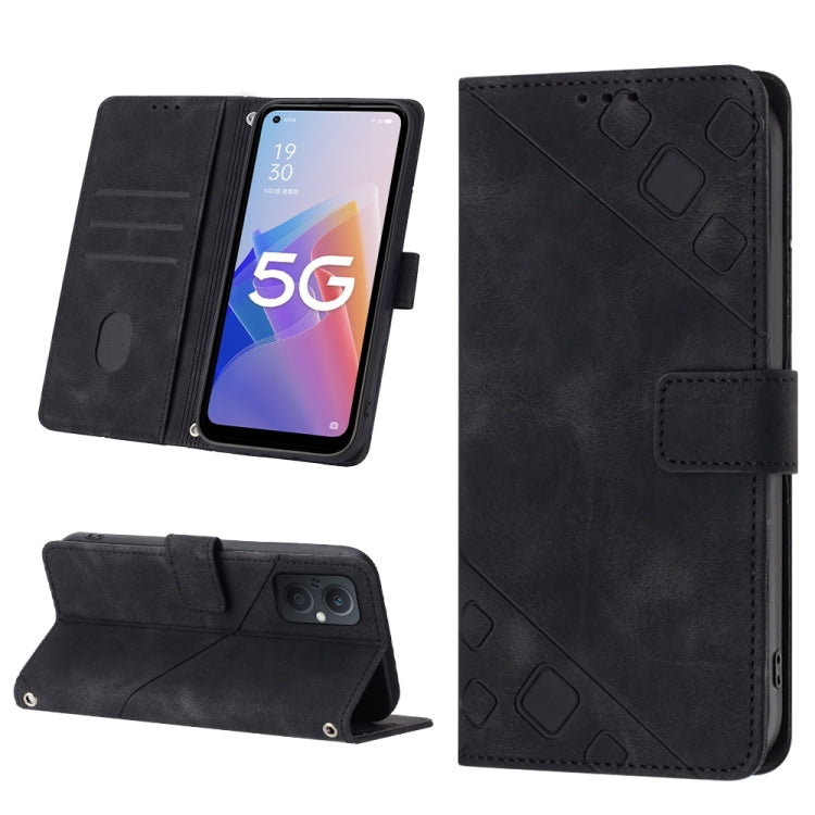 For OPPO A96 5G / Reno7z / Reno7 Lite 5G / F21 Pro 5G / Reno8 z / OnePlus Nord N20  Skin-feel Embossed Leather Phone Case