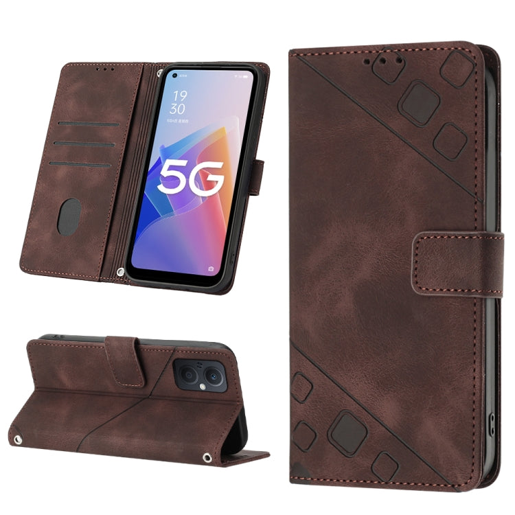 For OPPO A96 5G / Reno7z / Reno7 Lite 5G / F21 Pro 5G / Reno8 z / OnePlus Nord N20  Skin-feel Embossed Leather Phone Case