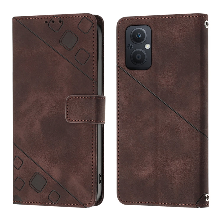 For OPPO A96 5G / Reno7z / Reno7 Lite 5G / F21 Pro 5G / Reno8 z / OnePlus Nord N20  Skin-feel Embossed Leather Phone Case