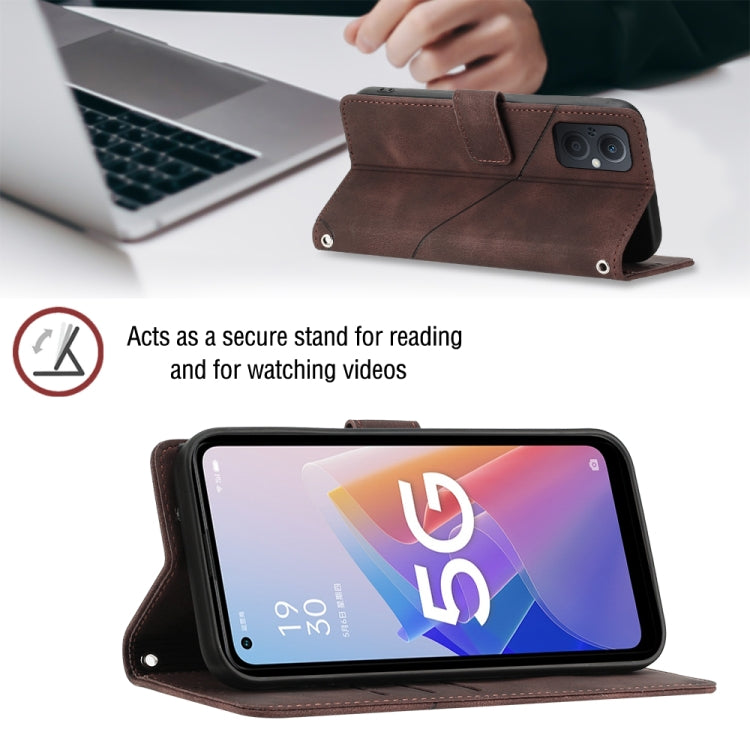 For OPPO A96 5G / Reno7z / Reno7 Lite 5G / F21 Pro 5G / Reno8 z / OnePlus Nord N20  Skin-feel Embossed Leather Phone Case