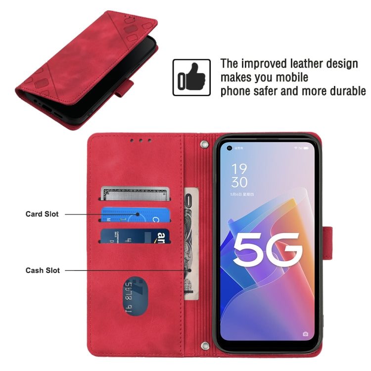 For OPPO A96 5G / Reno7z / Reno7 Lite 5G / F21 Pro 5G / Reno8 z / OnePlus Nord N20  Skin-feel Embossed Leather Phone Case