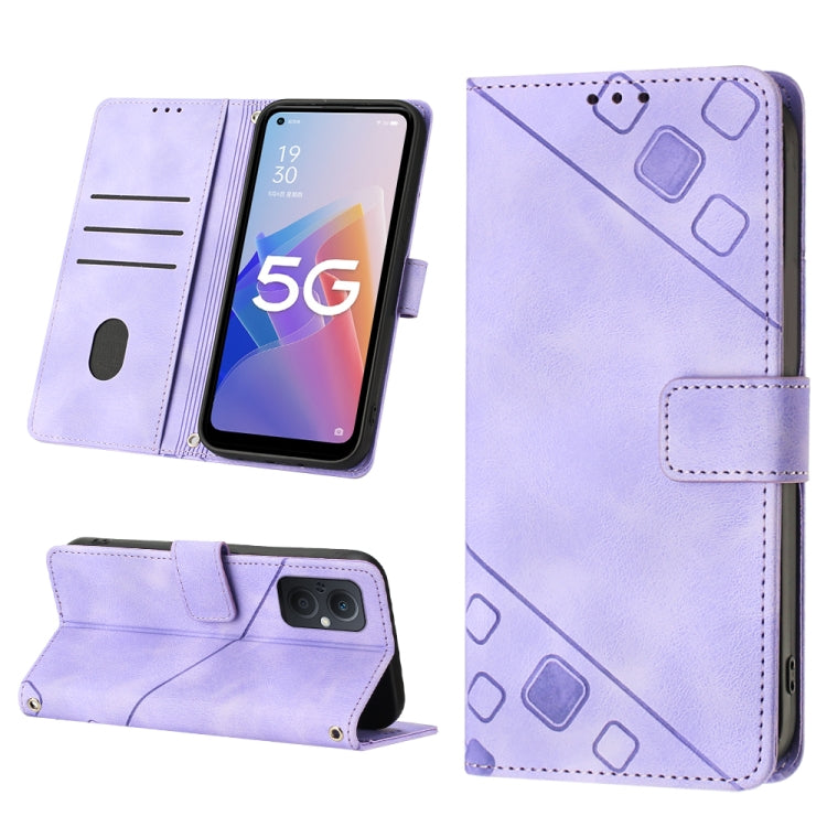 For OPPO A96 5G / Reno7z / Reno7 Lite 5G / F21 Pro 5G / Reno8 z / OnePlus Nord N20  Skin-feel Embossed Leather Phone Case