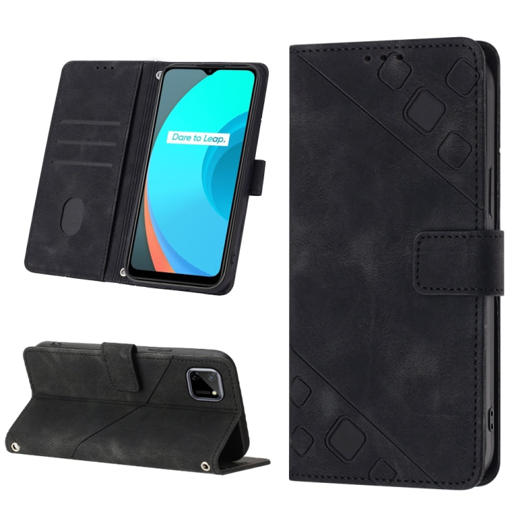 For Realme C11 Skin-feel Embossed Leather Phone Case