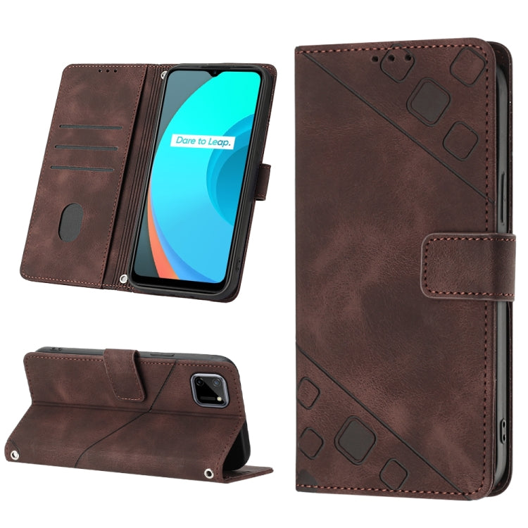 For Realme C11 Skin-feel Embossed Leather Phone Case