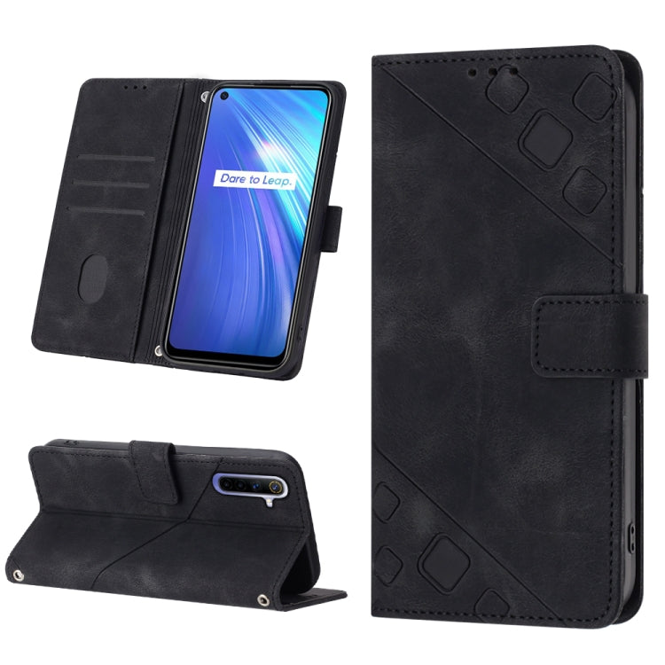 For Realme 6 Skin-feel Embossed Leather Phone Case