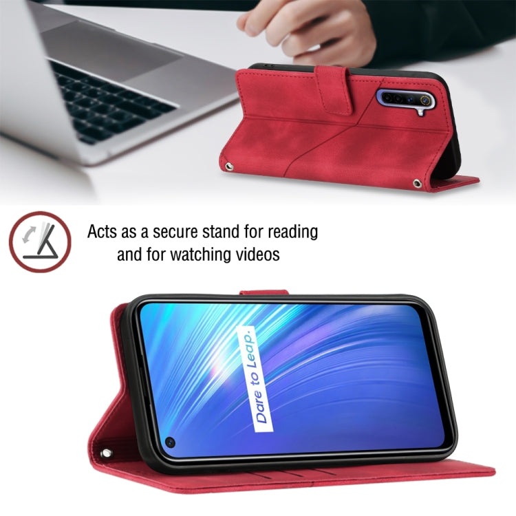 For Realme 6 Skin-feel Embossed Leather Phone Case