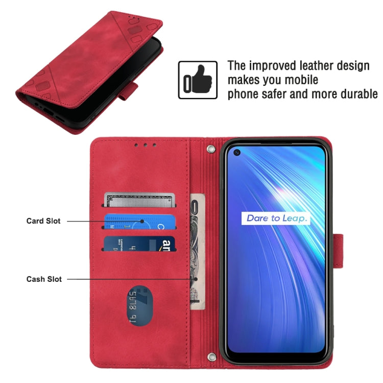 For Realme 6 Skin-feel Embossed Leather Phone Case