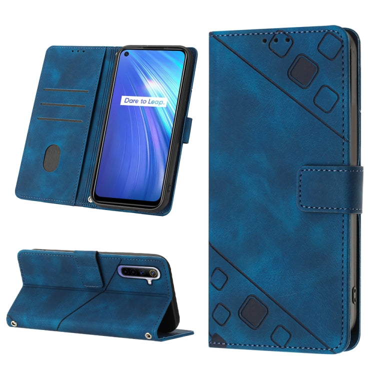 For Realme 6 Skin-feel Embossed Leather Phone Case