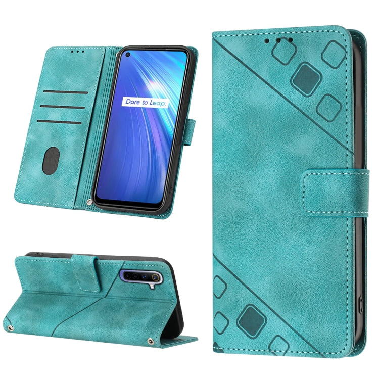 For Realme 6 Skin-feel Embossed Leather Phone Case