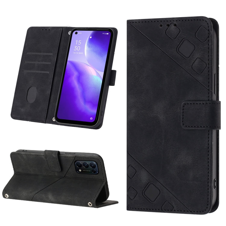 For OPPO Reno5 A Skin-feel Embossed Leather Phone Case