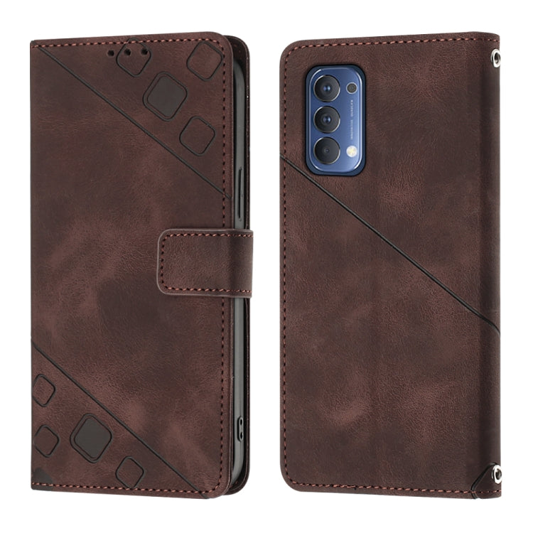 For OPPO Reno4 Skin-feel Embossed Leather Phone Case