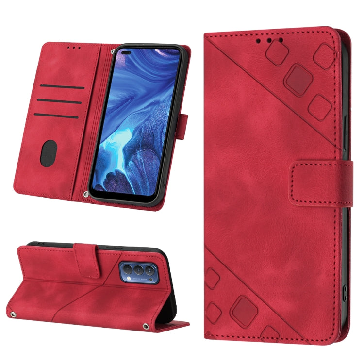 For OPPO Reno4 Skin-feel Embossed Leather Phone Case