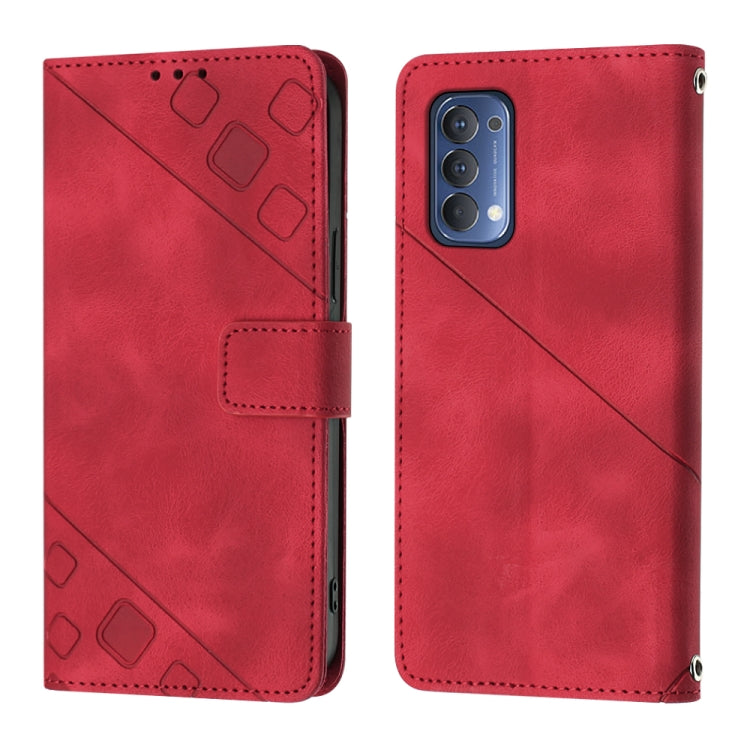 For OPPO Reno4 Skin-feel Embossed Leather Phone Case