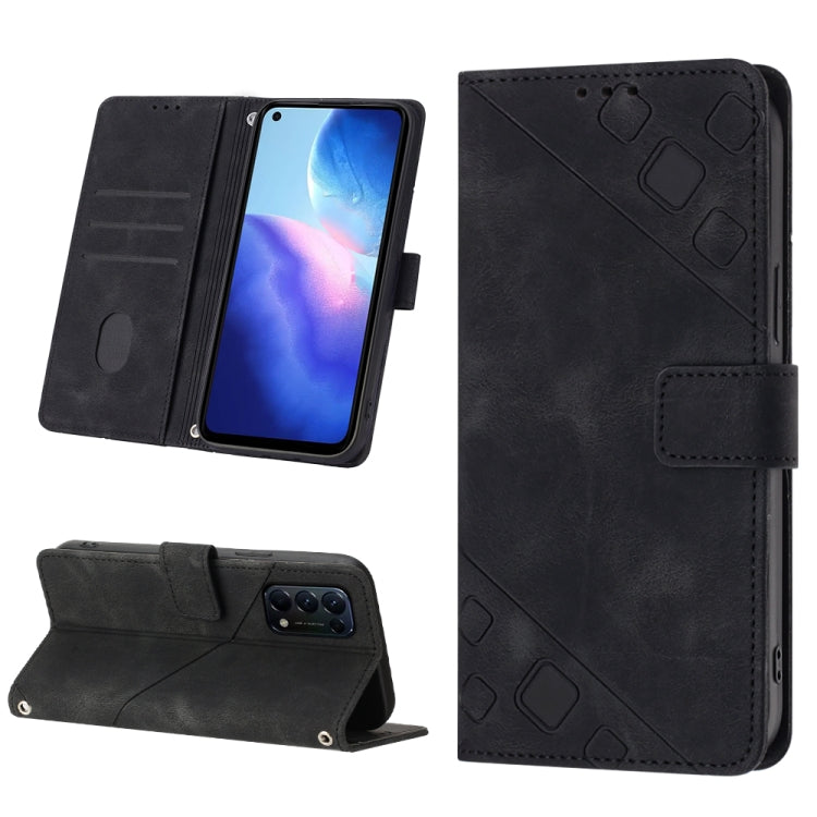 For OPPO Reno5 4G / Reno5 5G Skin-feel Embossed Leather Phone Case